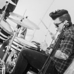 Those Deadbeat Cats playing some rockabilly in North Walsham. Daryl on drums.