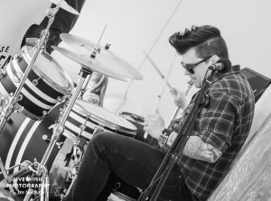 Those Deadbeat Cats playing some rockabilly in North Walsham. Daryl on drums.