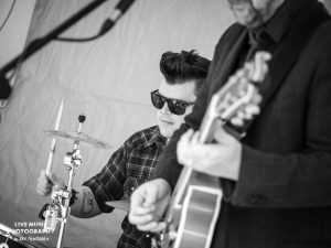 Those Deadbeat Cats playing some rockabilly in North Walsham. Daryl on drums.